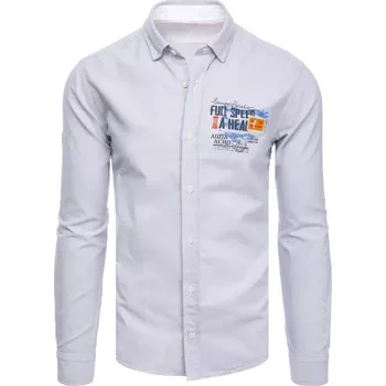 Pánská košile Světle šedá košile s potiskem DX2278 Velikost: XL