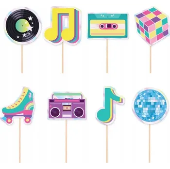 Obraz Id_5152 TOPPER Toppery na dort RETRO DISCO KOULE DISKOTÉKA 18. NAROZENINY 8 ks