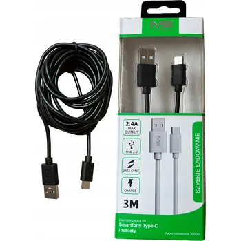 Datový kabel Kabel M2 TEC USB - USB-C 3 m černý