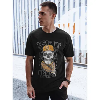 Pánské tričko Černé pánské tričko s potiskem lebky RX5617 Velikost: XL