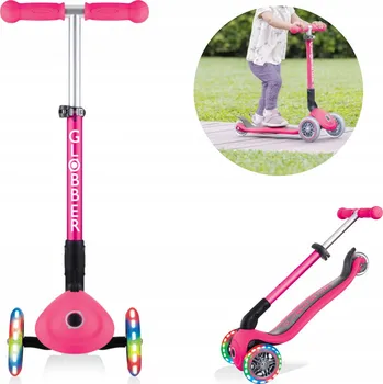 Koloběžka Balancní koloběžka pro děti s nastavitelnými LED kolečky Globber Junior, růžová