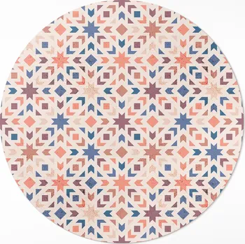 Koberec Kulatý PVC vinylový Koberec 100 cm pastelový vintage vzor s hvězdami a šípy