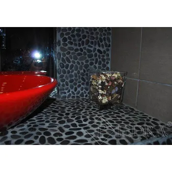 Obklad Mramorová mozaika černé oblázky velké