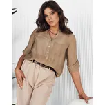 Světle hnědá košile z jemného materiálu s kapsou LUNA RY2324 Velikost: S