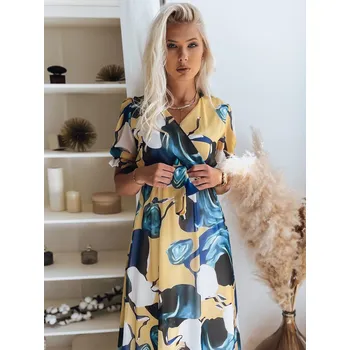 Dámské šaty Žluto-barevné vzorované vzdušné šaty VALLERIO EY1875z Velikost: S