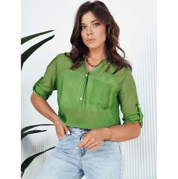 Dámská košile Zelená košile z jemného materiálu s kapsou LUNA RY2327 Velikost: M