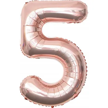 Balónek FÓLIOVÝ BALÓNEK ČÍSLICE 5 RŮŽOVÉ ZLATO S GLITRY VELKÝ 100 cm