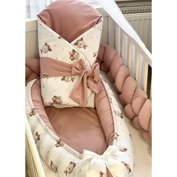 Set do postýlky - malinový s holčičími medvídky