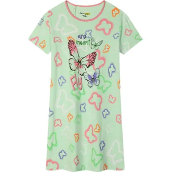 DÍVČÍ NOČNÍ KOŠILE zelená Kugo MC5852 (dívčí noční košile krátký rukáv)