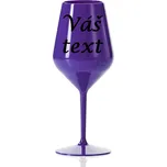 Nerozbitná fialová sklenice na víno s vlastním nápisem – 46 cl Font písma: Arial Black vlastní text