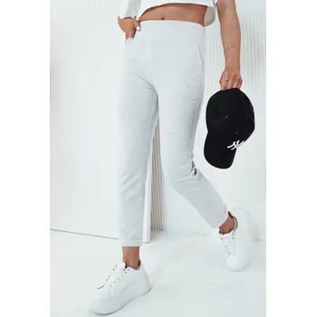 Dámské oblečení Světle šedé kalhoty s vysokým pasem HILES UY2065 Velikost: XL/2XL