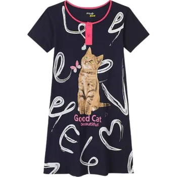 DÍVČÍ NOČNÍ KOŠILE tm.modrá Kugo MC5853 (dívčí noční košile krátký rukáv)