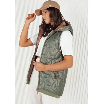 Dámská vesta Tmavá khaki prošívaná vesta COLINE TY4118 Velikost: S