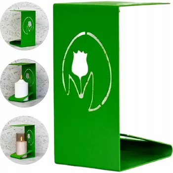 Svíčka Zelená ODOLNÁ KOVOVÁ hřbitovní svíčka KAPLIČKA s tulipánem, výška 20 cm, Velikonoce