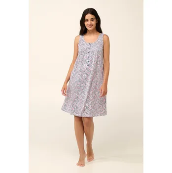 Dámské noční prádlo Vamp Bavlněná letní noční košile bez rukávů s knoflíkovou légou 22300
