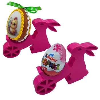 Velikonoční dekorace Stojánek na vajíčko "Velikonoční zajíc s trakařem"