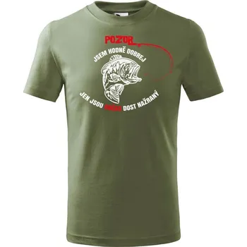 Chlapecké tričko DOBRÝ TRIKO Dětské tričko s potiskem Hodně dobrej rybář Velikost: 122/6 let, Barva: Khaki
