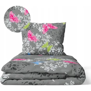 Povlečení Krepové povlečení 140x200 cm + 1 Ks. 70x80 Motýl šedý