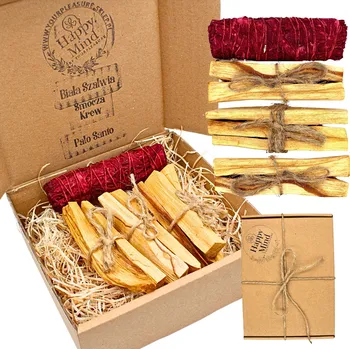 Vonná tyčinka HAPPY MIND Přírodní kadidlo Palo Santo 75g + BÍLÁ ŠALVĚJ Dračí krev