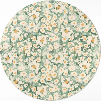 Koberec Kulatý Koberec Vinylový PVC fi 60 cm Polní louka malované květiny abstrakce