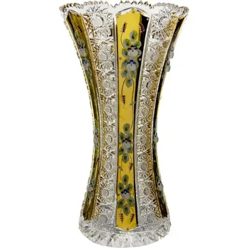 Váza Bohemia Crystal broušená křišťálová váza zlacená X - 305mm