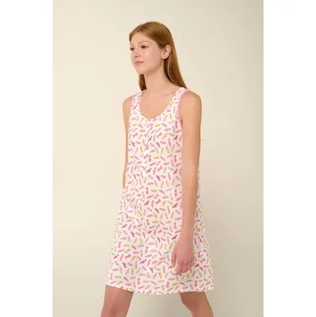 Dámské noční prádlo Vamp Bavlněná letní noční košile bez rukávů s knoflíkovou légou 22274