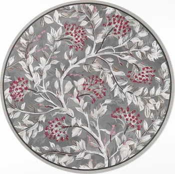 Koberec Kulatý PVC Koberec . Rozměry: ⌀ 80 cm. Jemný, malovaný, vintage rostlinný motiv.