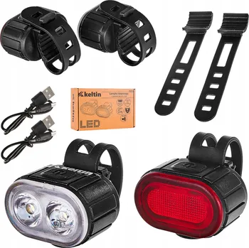 Cyklosvítilna Vodotěsné USB světlo na kolo IPX4 - sada přední a zadní K02312