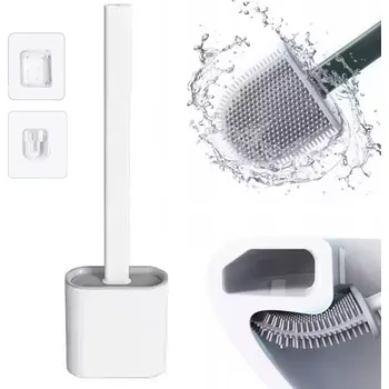 WC štětka Silikonový kartáč na WC flexibilní antibakteriální štětka bílá