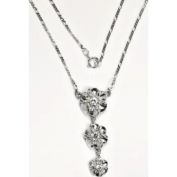 Náhrdelník Stříbrný náhrdelník kytičky čirý zirkon - NH1449 (Stříbrný náhrdelník kytičky se zirkony)