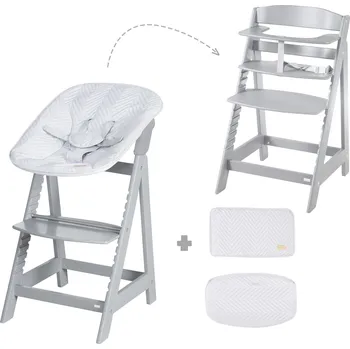 Dětské zboží roba Dětská jídelní židlička 2 v 1 "Born Up Zickzack" s vnitřní vložkou a redukcí na sedátko (šedohnědá)