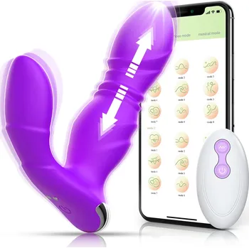 Vibrátor SuperLove Powerful Thrusting Wearable Dildo with Remote Purple