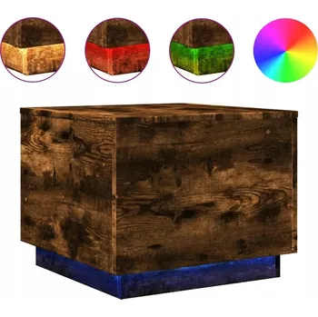 Konferenční stolek LED konferenční stolek kouřový dub 50x50x40 cm