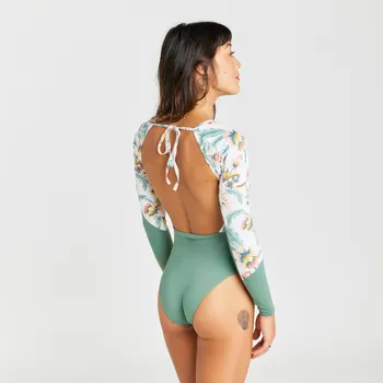 Dámské plavky OLAIAN Dámské jednodílné plavky s dlouhým rukávem Mary Belly 44 BÍLÁ|ZELENÁ