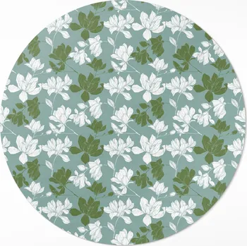 Koberec Kulatý Koberec PVC do kanceláře Rozměr ⌀ 80 cm Decentní květiny, floristický vzor