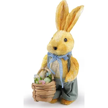 Velikonoční dekorace Velikonoční zajíc z přírodního materiálu, barva 1 přírodní žlutá