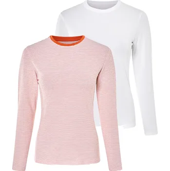 Dámské tričko esmara® Dámské triko s dlouhými rukávy s BIO bavlnou (bílá / bílá oranžová pruhovaná, M(40/42))