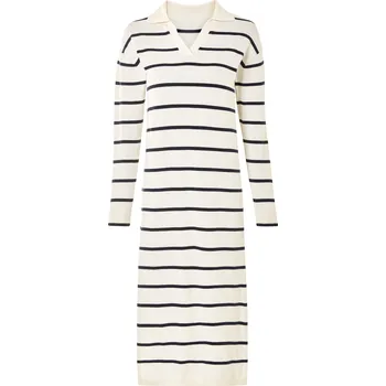Dámské šaty esmara® Dámské pletené midi šaty (béžová / navy modrá / pruhy, XS(32/34))