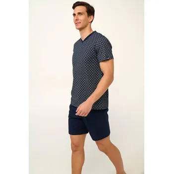 Pánské pyžamo Vamp Bavlněné pánské pyžamo s výstřihem do V 22685