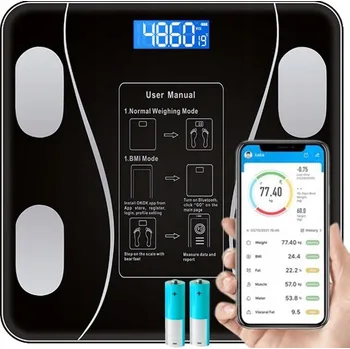 Osobní váha Osobní digitální váha s Bluetooth, analýzou těla a BMI – Přesná váha s aplikací