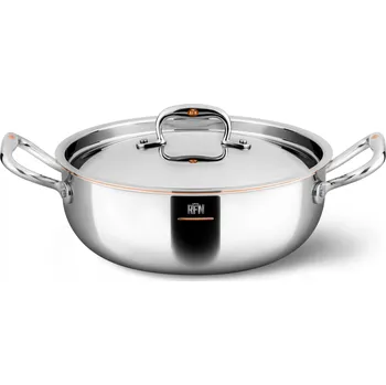 Hrnec Nízký kastrol CON CUORE 24 cm, stříbrná, měď, Ruffoni