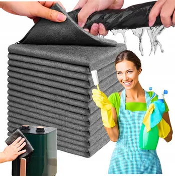 Utěrka Magická utěrka z mikrovlákna na úklid, silná, šedá