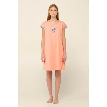 Dámské noční prádlo Vamp Bavlněná letní noční košile s krátkými rukávy 22201