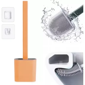 Silikonový kartáč na WC flexibilní antibakteriální štětka oranžová