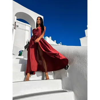 Dámské šaty Vínové elegantní dlouhé šaty FAIRYTALE