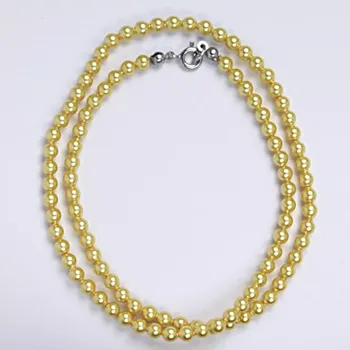 Náhrdelník Náhrdelník perly Swarovski 4 mm gold (Stříbrný perlový náhrdelník 45 cm)