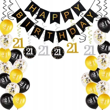 Balónek NAROZENINOVÁ GIRLANDA 21 BALÓNKŮ NÁPIS LATEXOVÉ