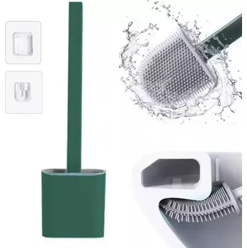 WC štětka Silikonový kartáč na WC flexibilní antibakteriální štětka zelená