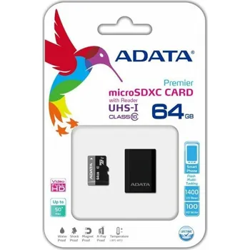 Paměťová karta Adata Micro SDXC 64GB Premier Class 10 s MicroReader