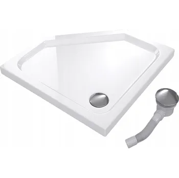 Sprchová vanička SPRCHOVÁ VANIČKA PĚTIÚHELNÍKOVÁ 100x100 SLIM NÍZKÁ 5 CM BÍLÁ WHITE SIFON